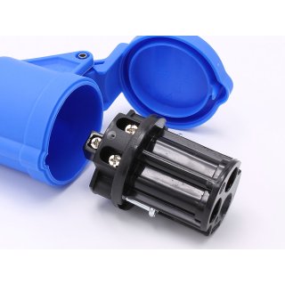 Fiche Alimentation CEE Caravane As-Schwabe 230V/16A - IP44, Couvercle Magnétique, Noir