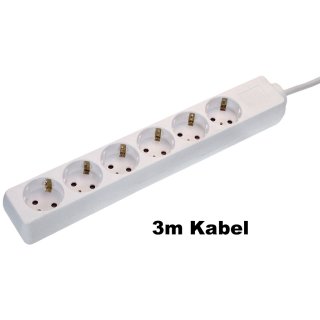 as - Schwabe Steckdosenleiste mit Kinderschutz 11.631 - 6-fach weiß 3m Kabel H05VV-F 3G1,5