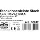 as -Schwabe Steckdosenleiste mit Schalter und Kinderschutz, 5-fach, schwarz, 1,4m Kabel