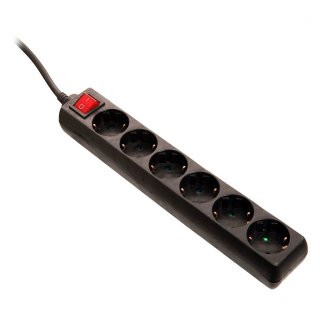 as - Schwabe Steckdosenleisten mit Schalter und Kinderschutz 11.512 - 6-fach, schwarz, 1,4m Kabel